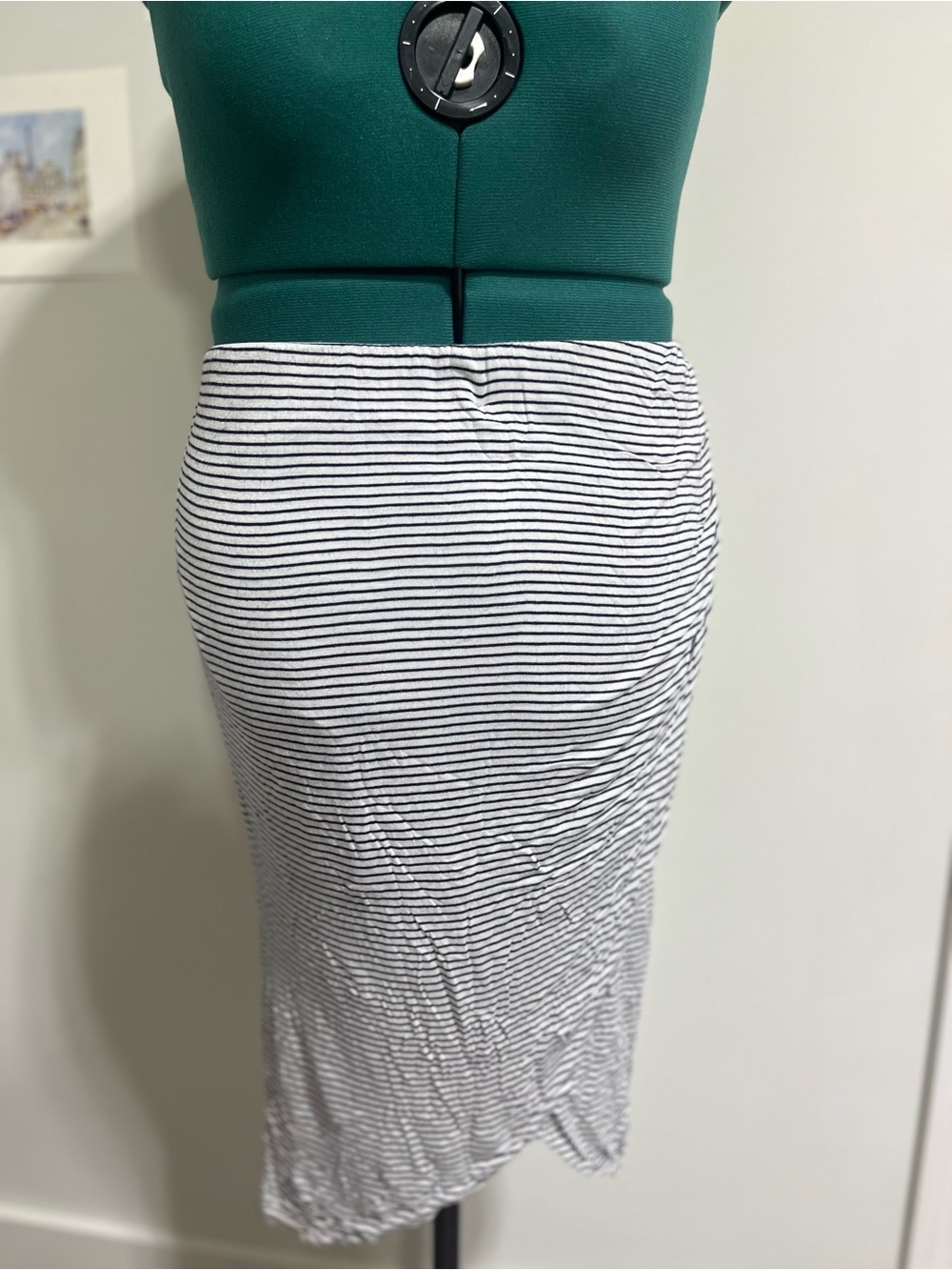 Max Studio Black & White Striped Midi Skirt